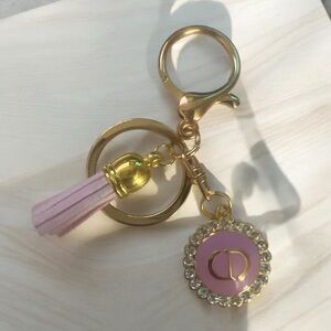 Gold and Pink Keychain with Tassel